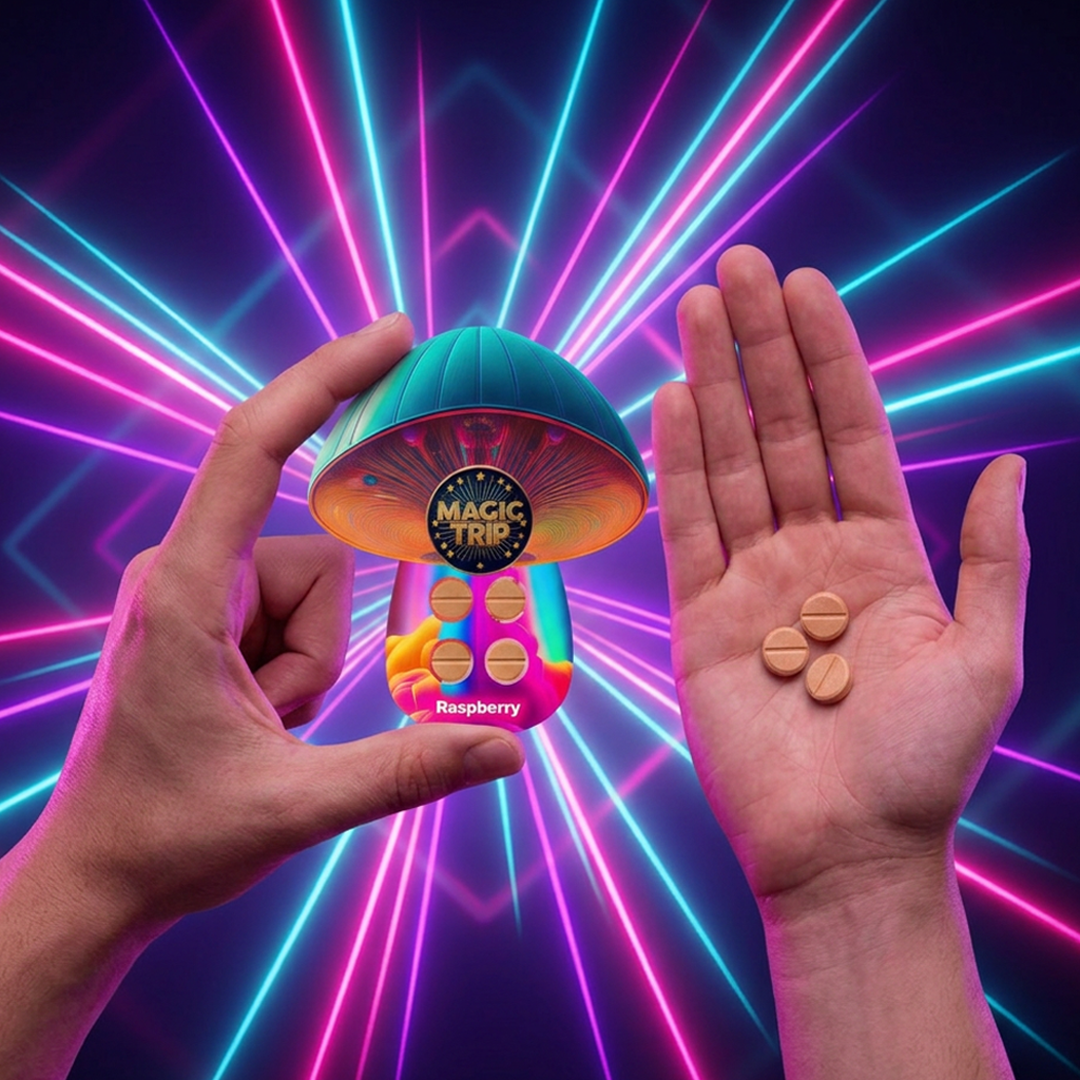 Magic Trip mushroom gummies and tabs